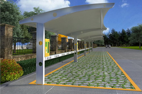 小區(qū)電動車充電樁鋼膜結(jié)構(gòu)雨棚